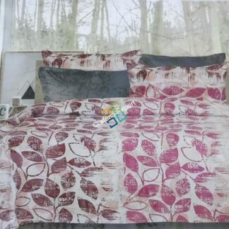 Leaf printed cotton king Size Bedsheet with Two pillow Cases