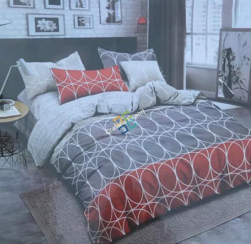 Comfort Cotton Grey printed double bedsheet with two pillow covers