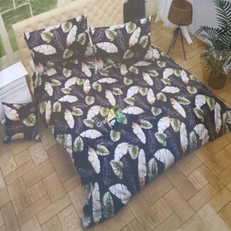 Leaf Printed cotton double Bedsheet with two pillow covers