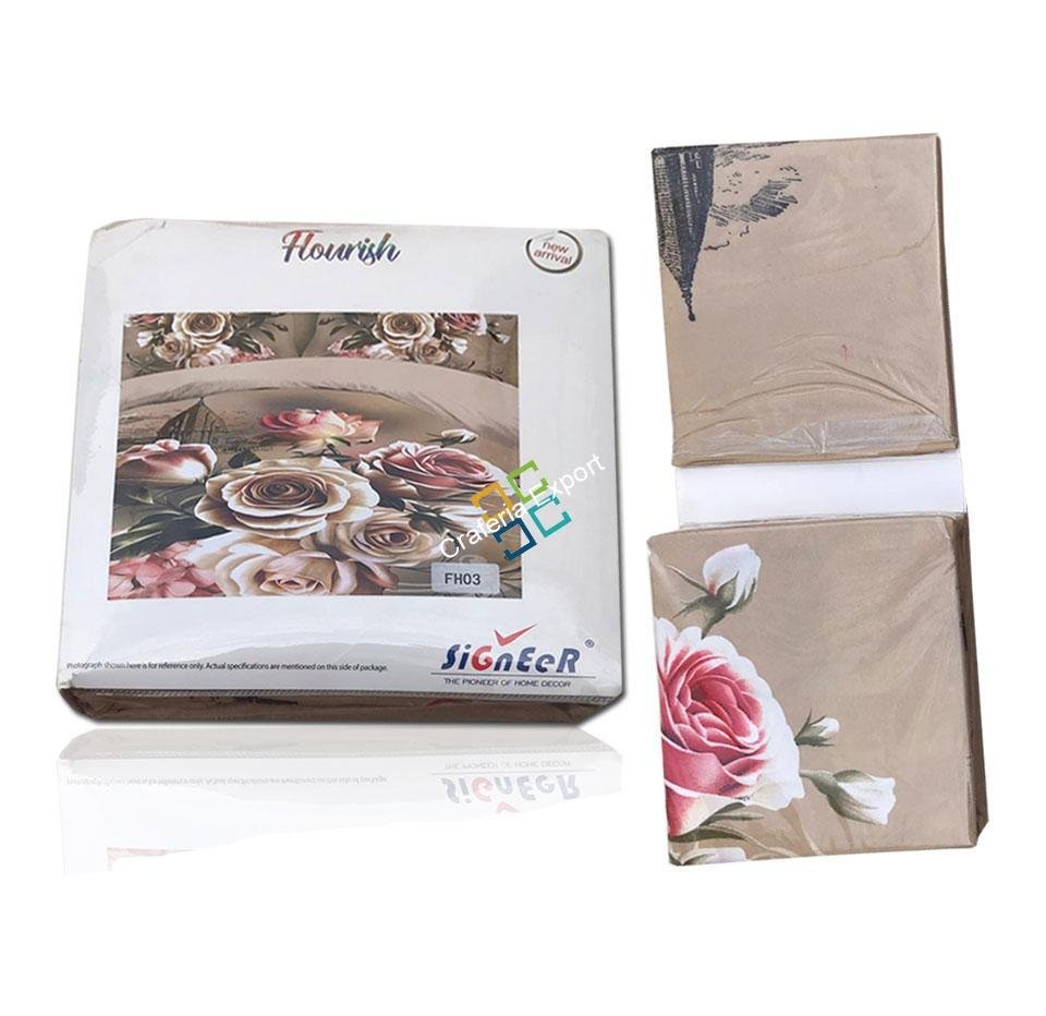 Florid print cotton single bedding with 1 pillow cover