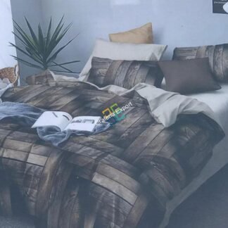 Elegant Brown Tile Print King Size Bedsheet With Two Pillow Covers