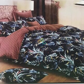 Black Colour Bedsheet Bedspread with beautiful leaf print
