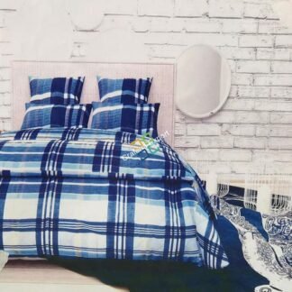 Blue Check Print Bedsheet Bedspread for Home Decor