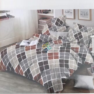 Geometric Square Check Print Cotton Bedsheet for home decor
