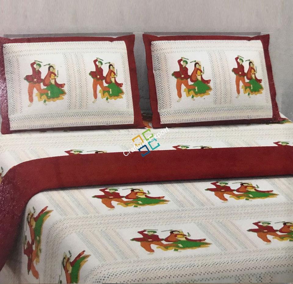 Ethnic Cotton Printed King Size Bedsheet With 2 Pillow Covers For Home Decor