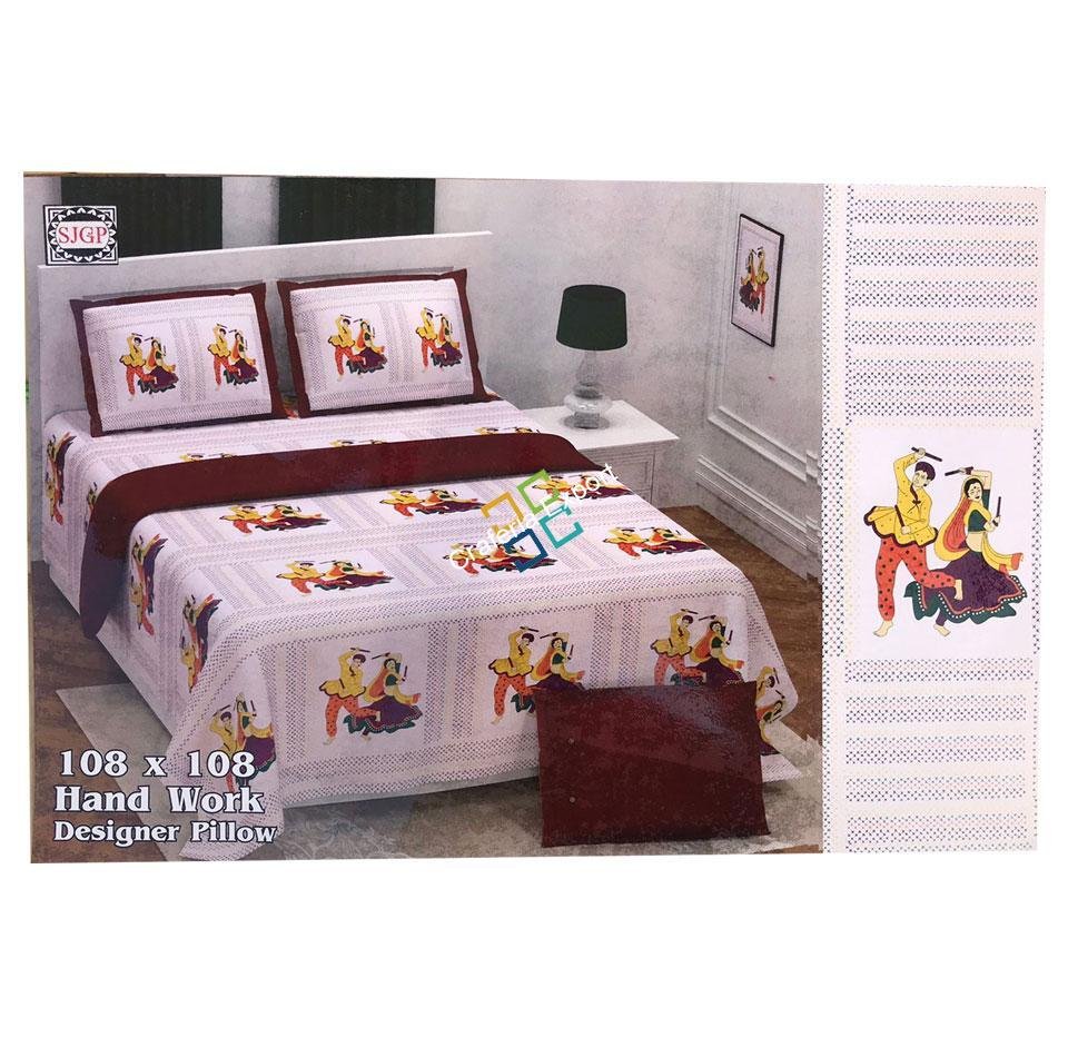 Ethnic Cotton Printed King Size Bedsheet With 2 Pillow Covers For Home Decor - Image 6