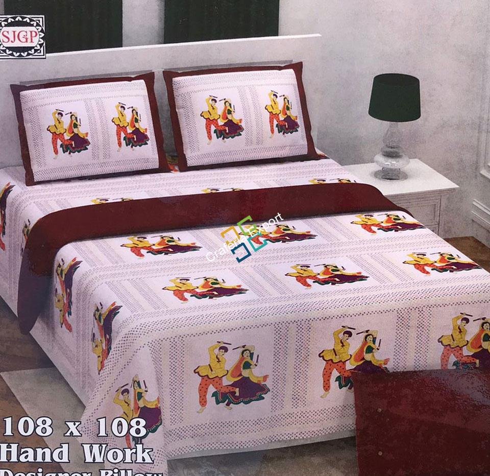 Ethnic Cotton Printed King Size Bedsheet With 2 Pillow Covers For Home Decor - Image 4
