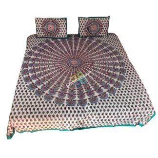 Bedsheet With Two Pillow Cover Jaipuri Printed traditional mandala style