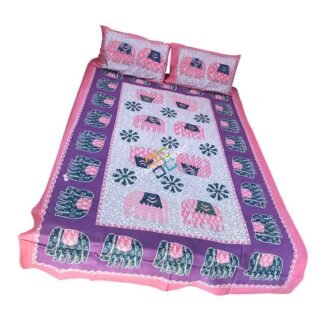Rajasthani Elephant Print Jaipuri Single bedsheet with 100% Cotton (2 pillow covers)