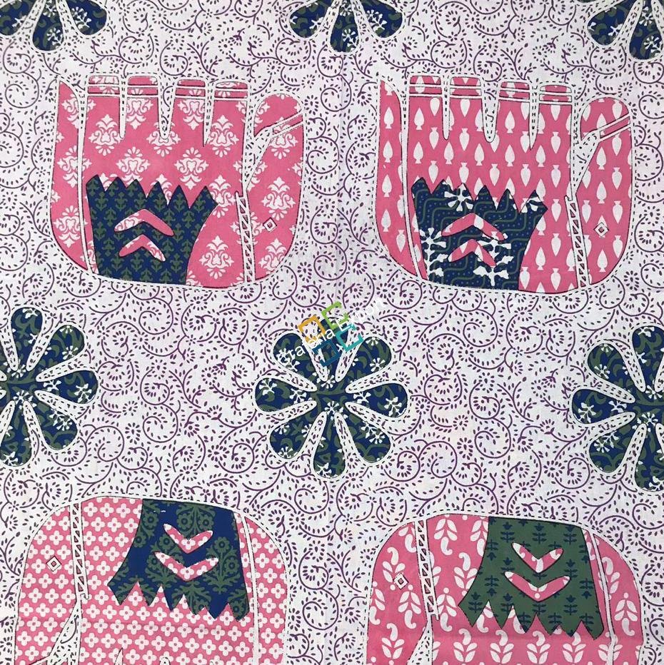 Rajasthani Elephant Print Jaipuri Single bedsheet with 100% Cotton (2 pillow covers) - Image 3