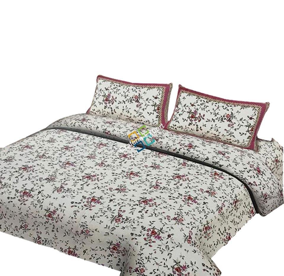 soft and soothing branches of flower with leaves printed Double bedsheets with two pillow covers