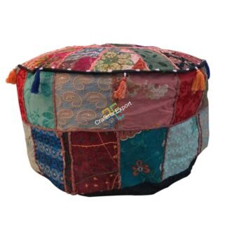 Embroidered  Pouffe Cover handmade Ottoman Cover Pouffe decortaion