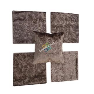 Brown Velvet Fabric of Embossed Pattern Throw Cushion Covers for home decor (set of 5)