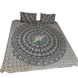 Mandala Duvet cover with Pillowcase Set / Bohemian Bedding with Round Printed floral design