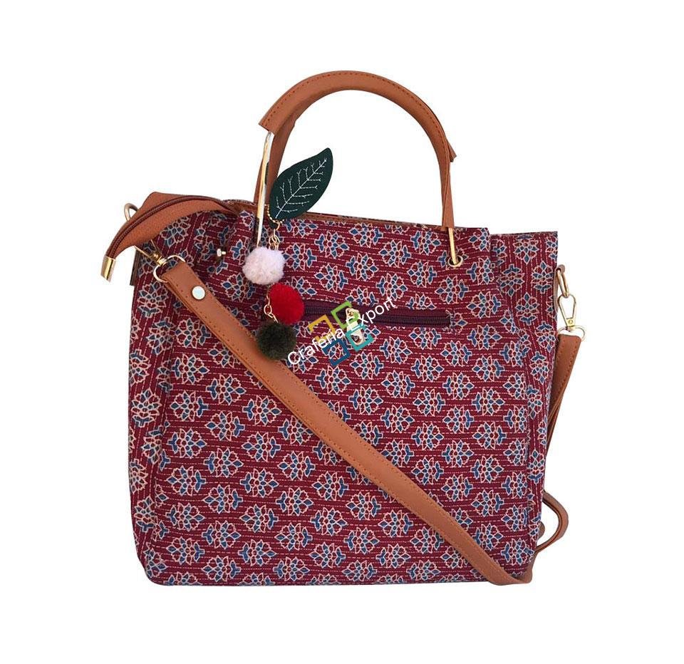 Casual Ikaat Printed cotton shoulder/Handbag with adjustable strap - Image 3