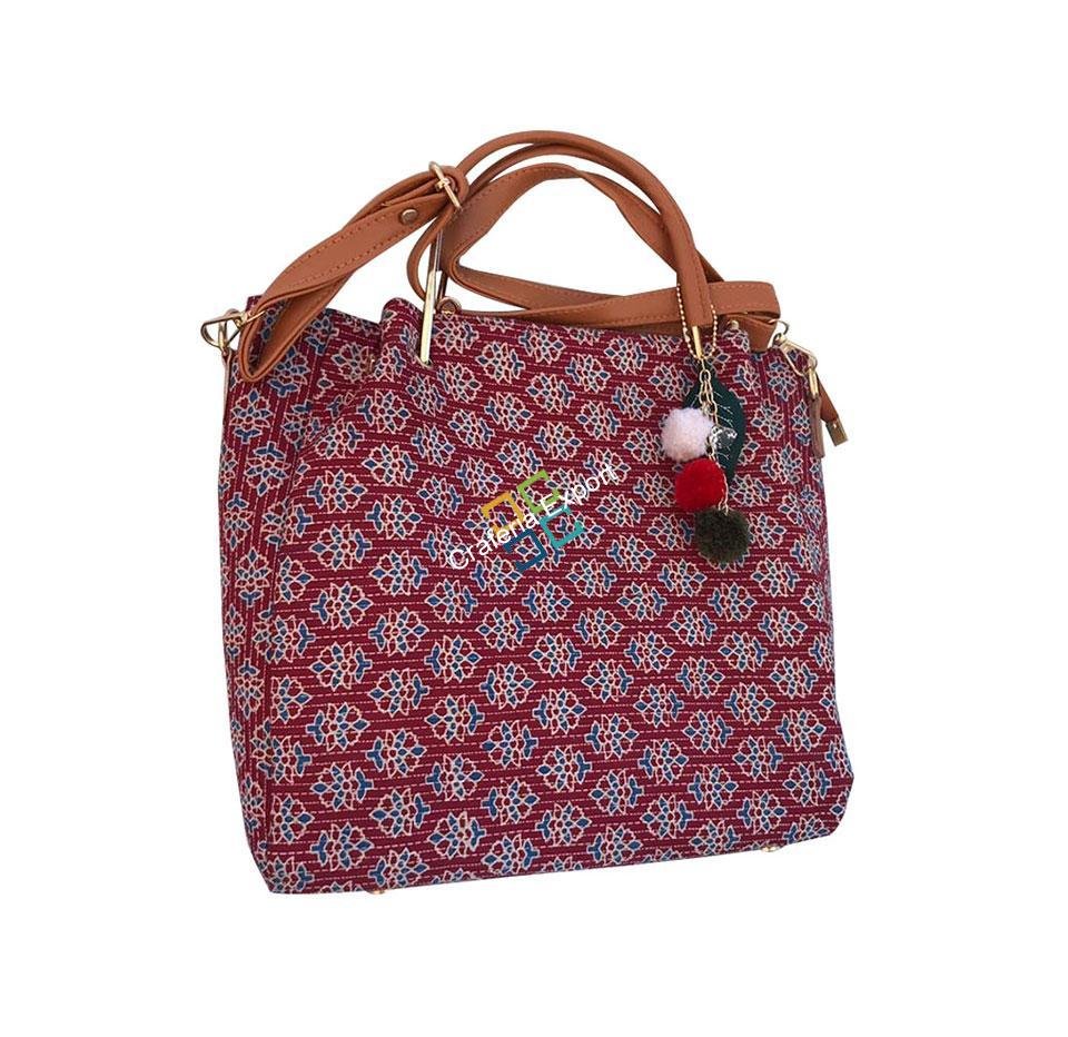Casual Ikaat Printed cotton shoulder/Handbag with adjustable strap