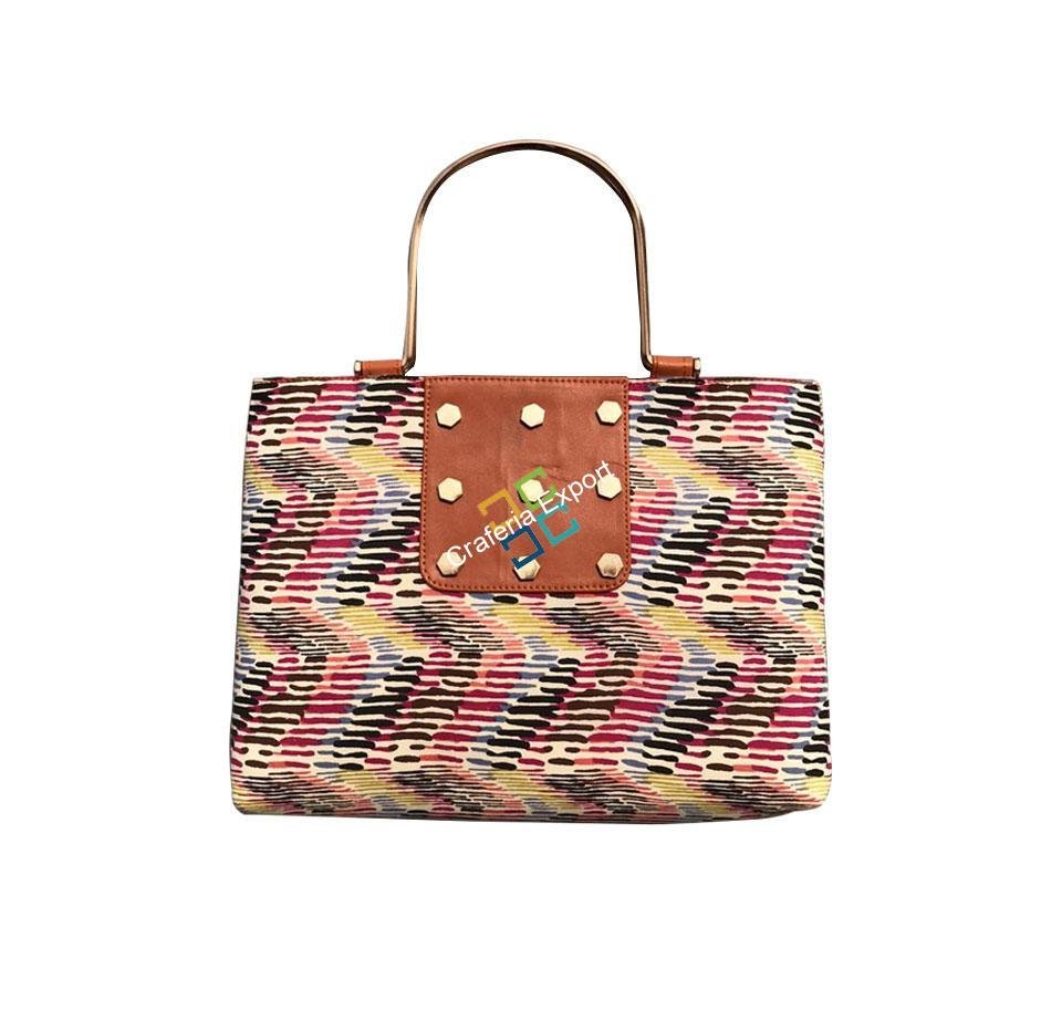 Elegant printed handbag/purse with metal handle
