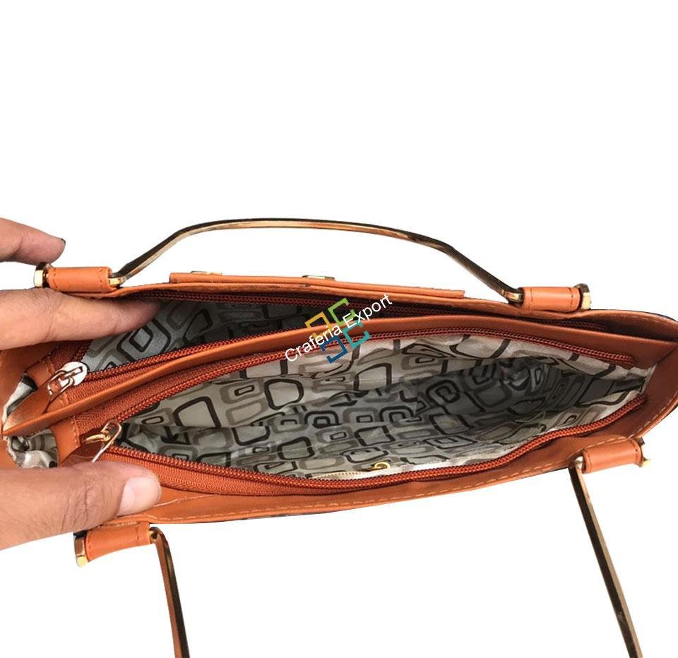 Elegant printed handbag/purse with metal handle - Image 2