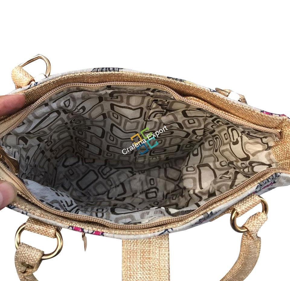 Regular Printed Shoulder Office Handbag with Lock Button - Image 5