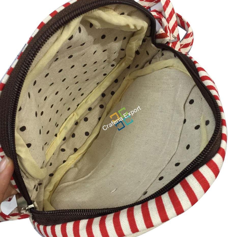 Round Cotton Tiffin Bag with Charming Lace Design - Image 2
