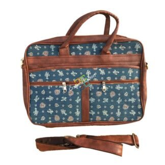 Ikkat printed laptop messenger handbag