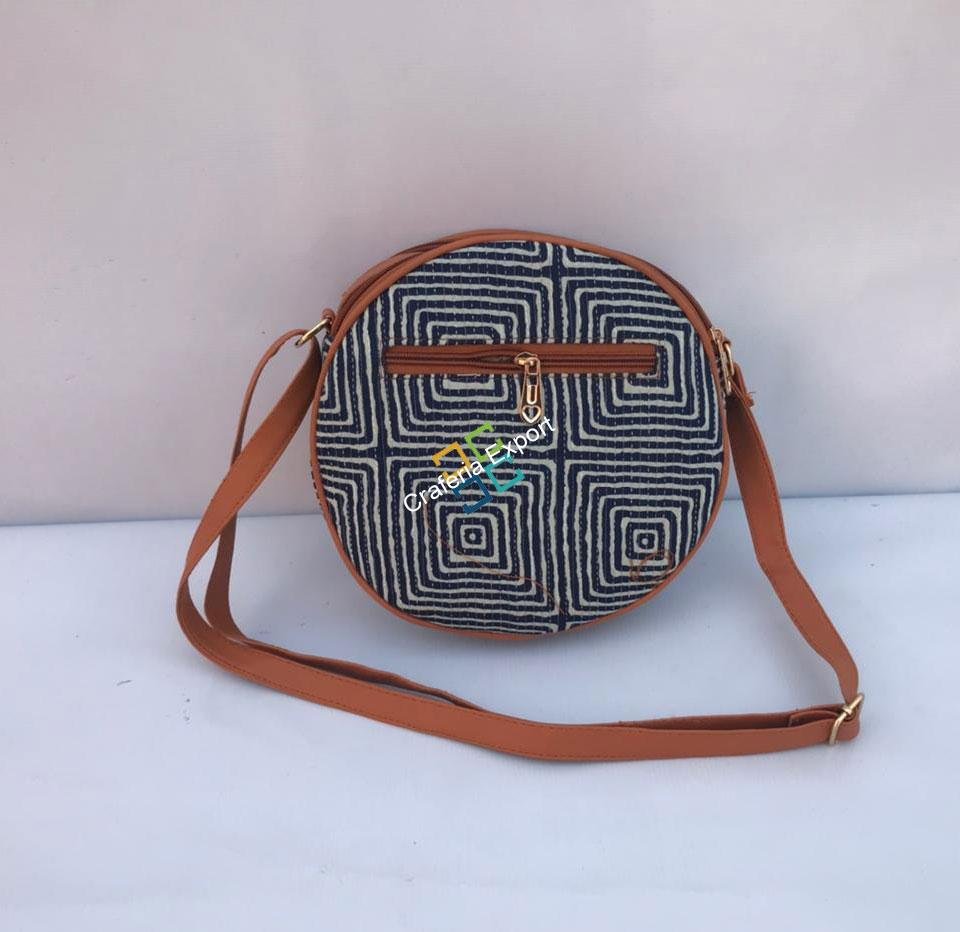 Round shaped ikkat printed cross-body bag / sling bag - Image 9