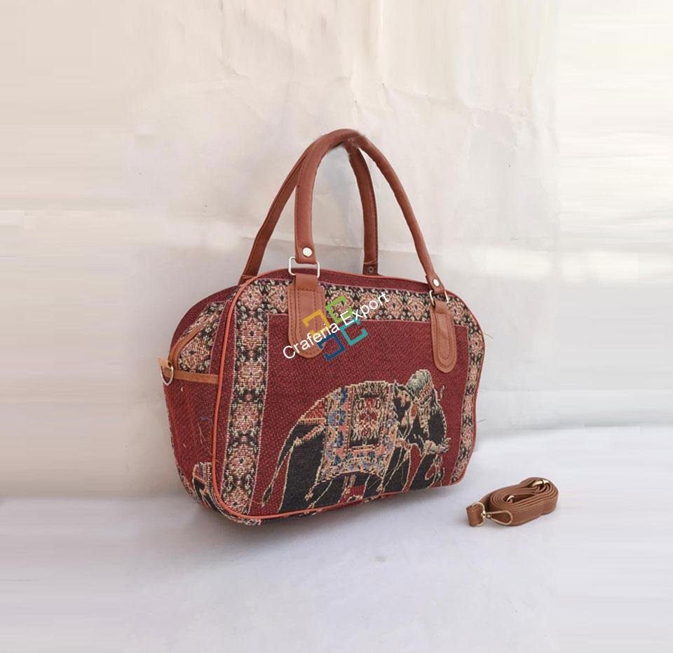 Elephant printed canvas travel handbag for casual use/ gifts - Image 4