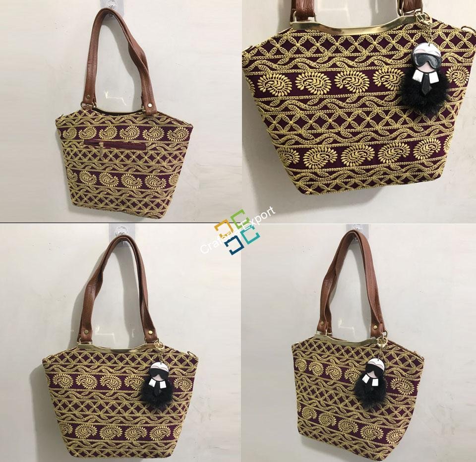 Lucknowi Embroidered Handbag/Shoulder Bag For Women & Girls - Image 4