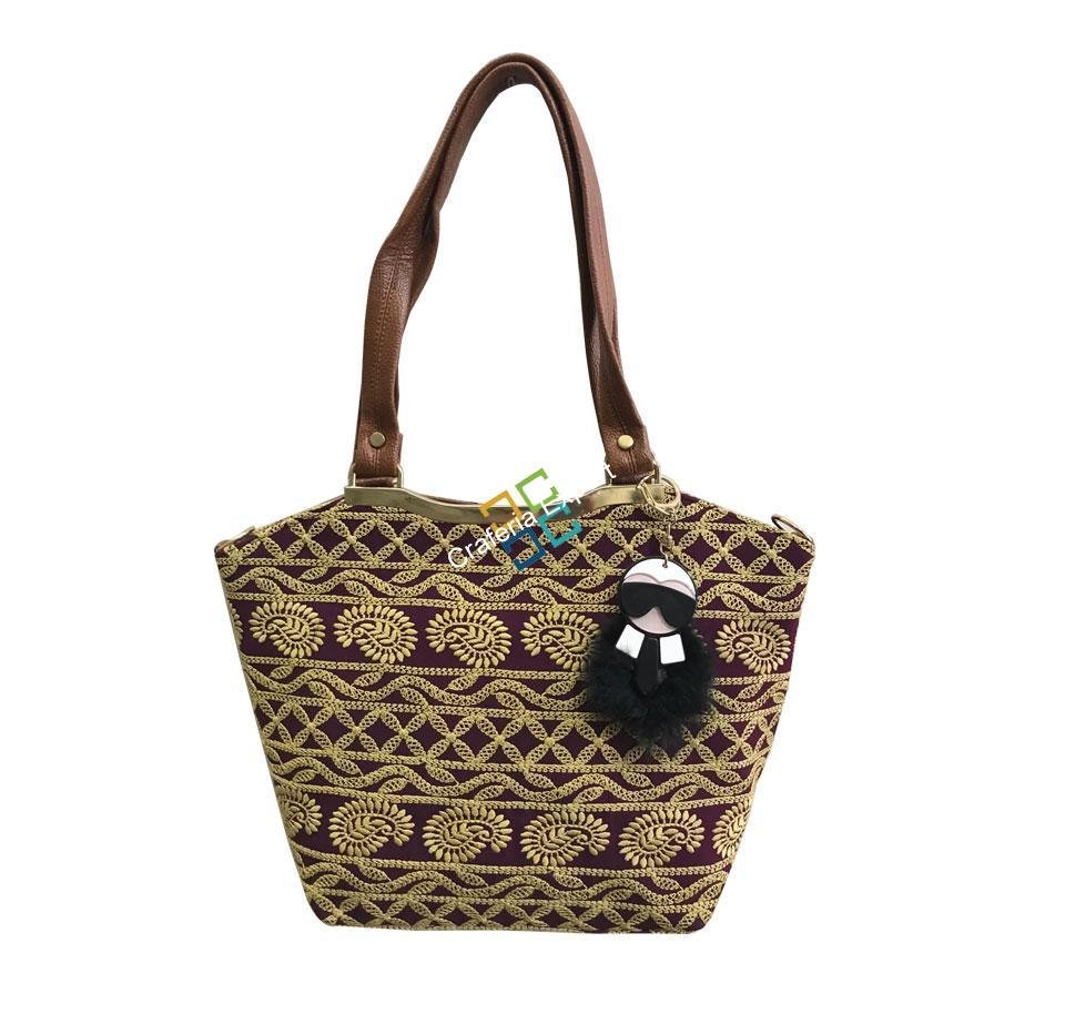 Lucknowi Embroidered Handbag/Shoulder Bag For Women & Girls