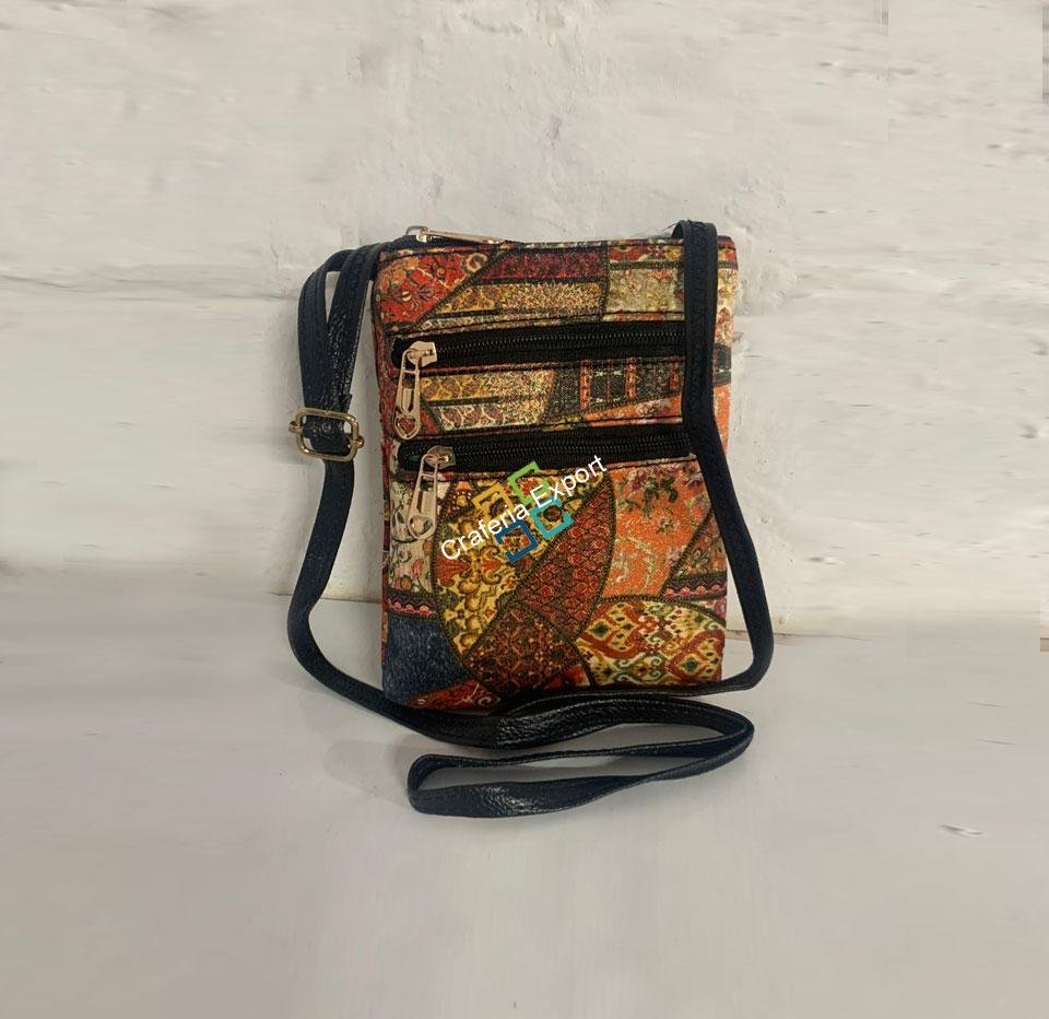 Casual Printed mobile pouch crossbody bag with adjustable belt