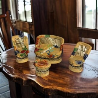 Bamboo Miniature Eco-Friendly Kids Sofa Set Toy for Playing | Decoration Sofa Set | Bamboo Toys Set Mudha chair table set for Showpieces (Set of 4)