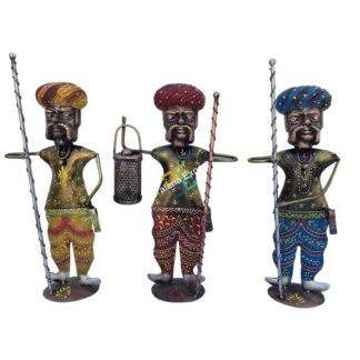 Handcrafted Rajasthani Chokidar Men Figurine /Showpiece(Set of 3)