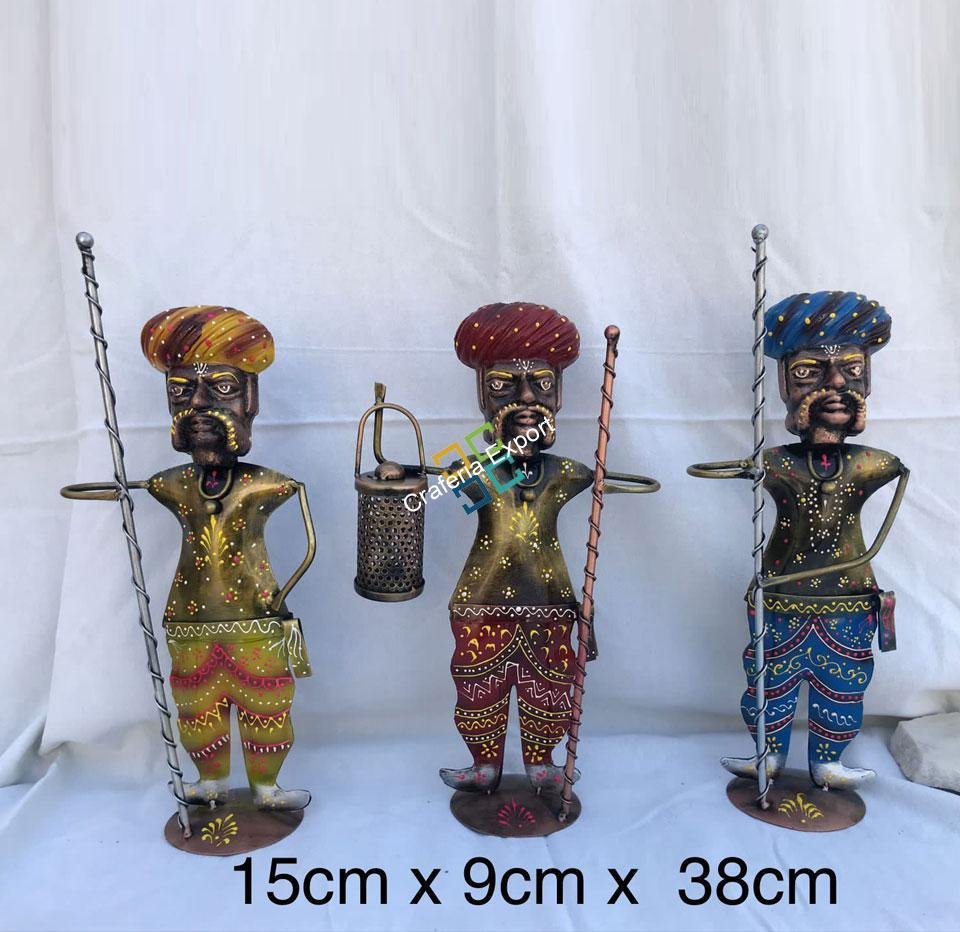 Handcrafted Rajasthani Chokidar Men Figurine /Showpiece(Set of 3) - Image 3