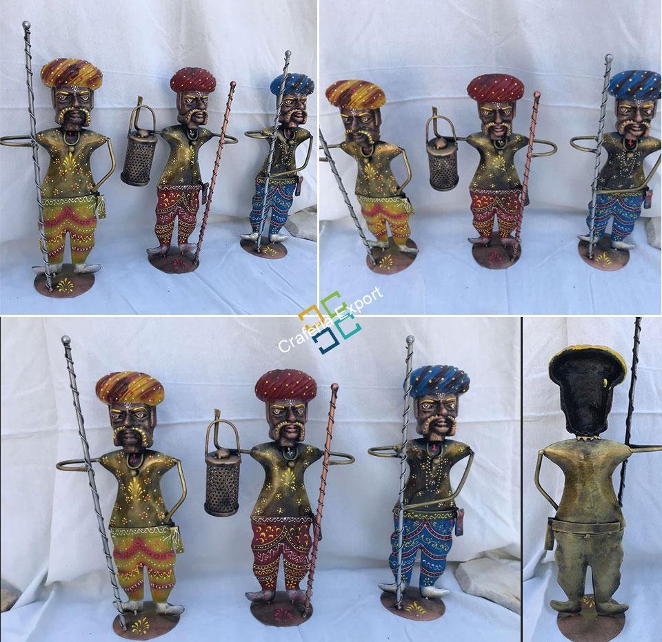 Handcrafted Rajasthani Chokidar Men Figurine /Showpiece(Set of 3) - Image 4