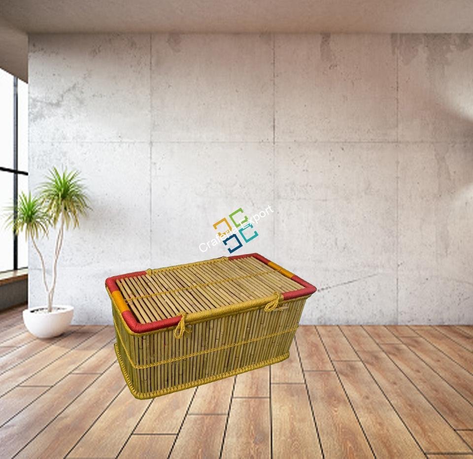 Trending Handmade Bamboo Basket Organizer For Home Kitchen Laundry | Picnic Camping Basket - Large Size - Image 2