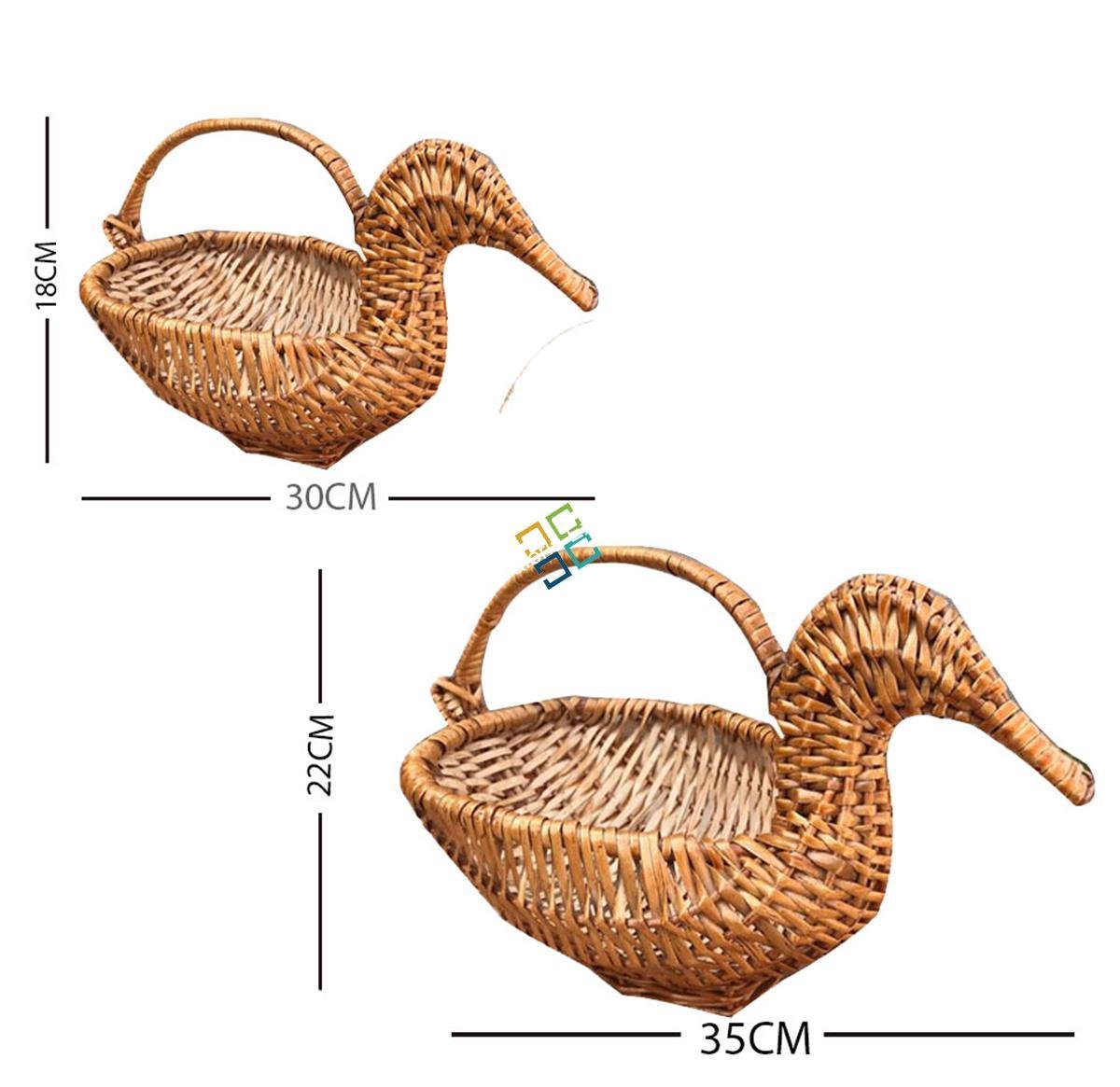 Unique Duck Shaped Cane Basket/Fruit Basket For Home, Hotel and Restaurant Decor/Gift Item - Image 4