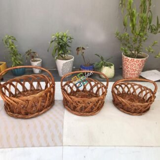 Handmade Storage Basket with Cane Frame ( Set of 3 )