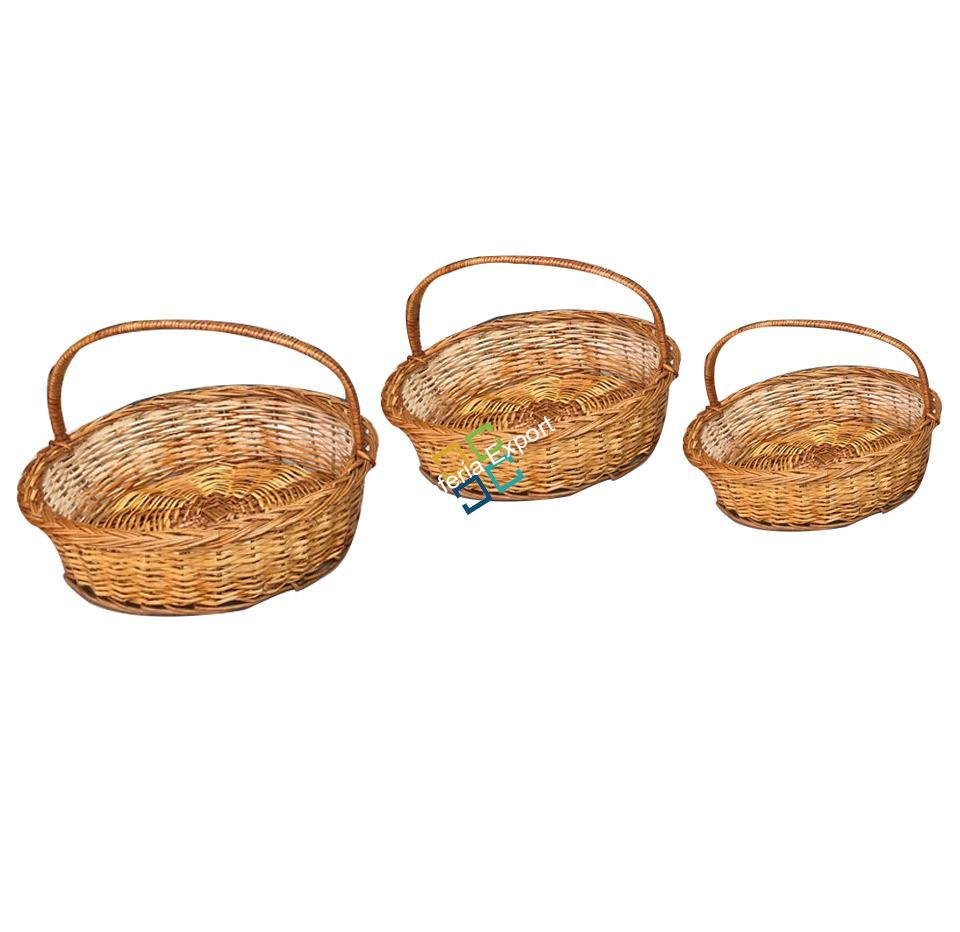 Brown Kitchen Storage Cane Basket for all Purpose ( Set of 3 ) - Image 4