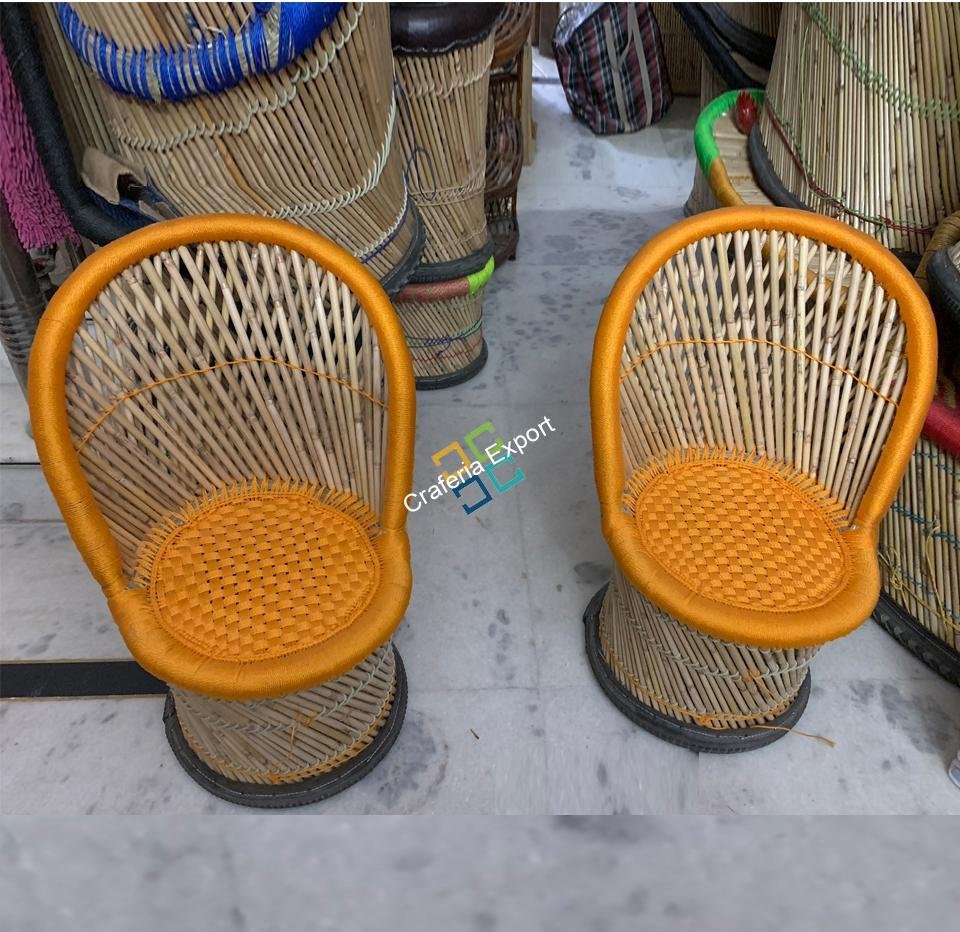 Bamboo Mudha Chairs Set of 2 Living room Furniture Ascents | Dining Chairs -Medium size Furniture - Image 4