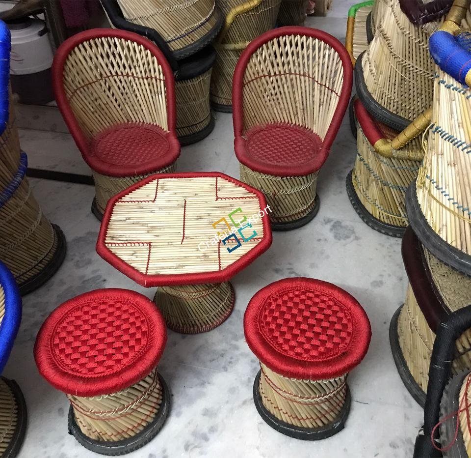 Bamboo Mudha Chairs Set of 2 Living room Furniture Ascents | Dining Chairs -Medium size Furniture - Image 7