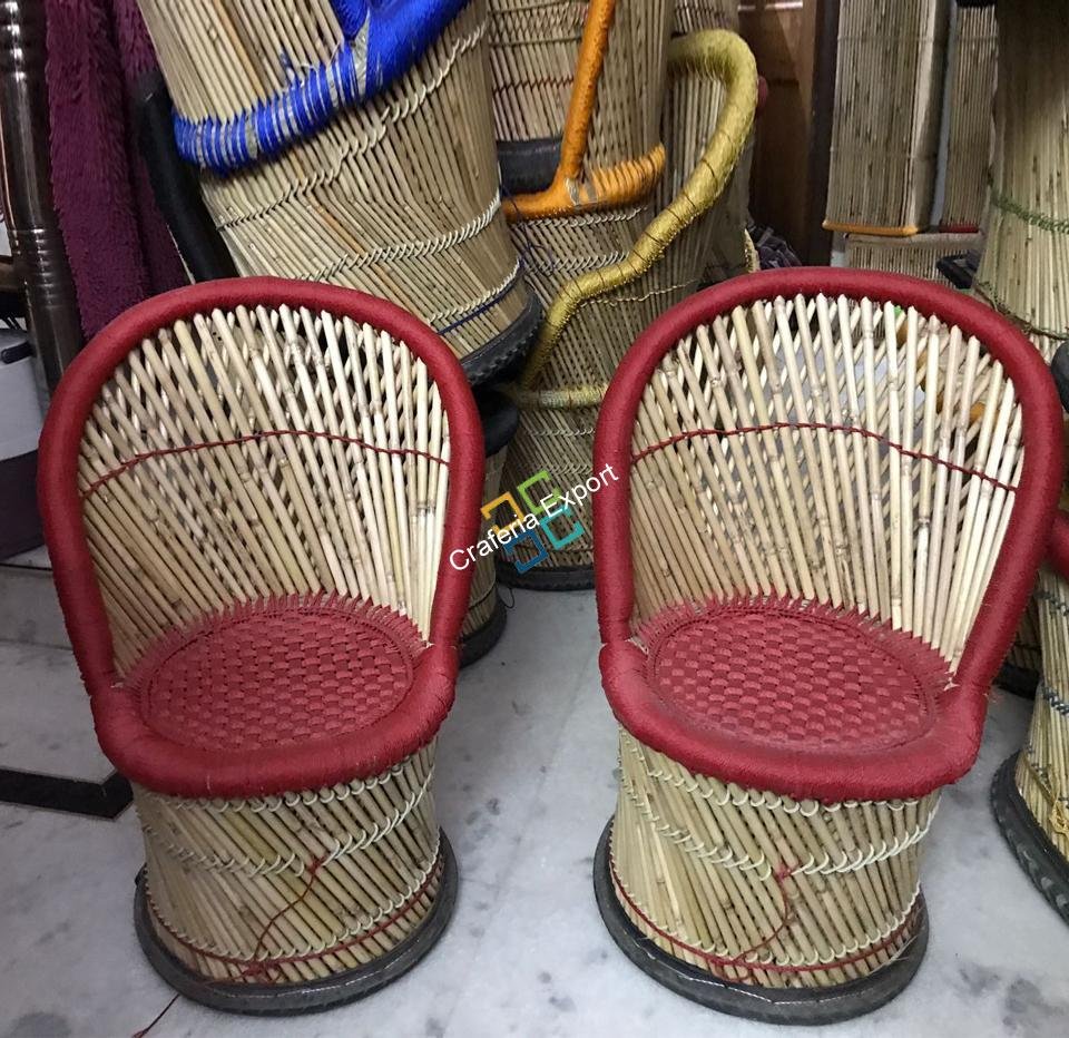 Bamboo Mudha Chairs Set of 2 Living room Furniture Ascents | Dining Chairs -Medium size Furniture