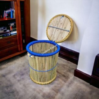 Eco-Friendly Round Bamboo Cane Jute Rope Hand Made Laundry Storage Basket
