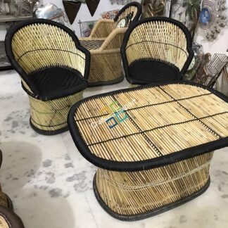 Black Mudha Set with Handrest (set of 3) large chair and Xl table