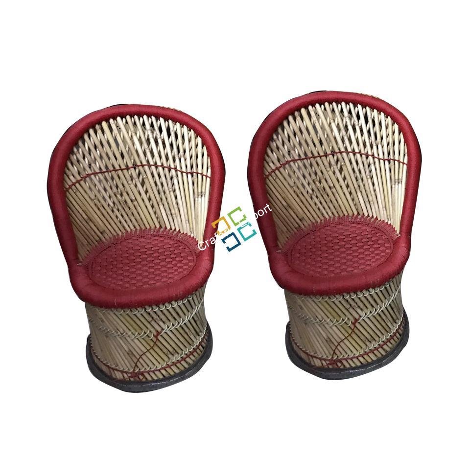 Bamboo Mudha Chairs Set of 2 Living room Furniture Ascents | Dining Chairs -Medium size Furniture - Image 3