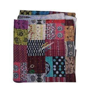 Patch Work Kingsize MultiColour Kantha Print Quilt/ Bedspread/Indian Kantha Throw / Indian Cotton Kantha Quilts, 100% cotton, 220 X 270 cms (Double/KingSize Bed)