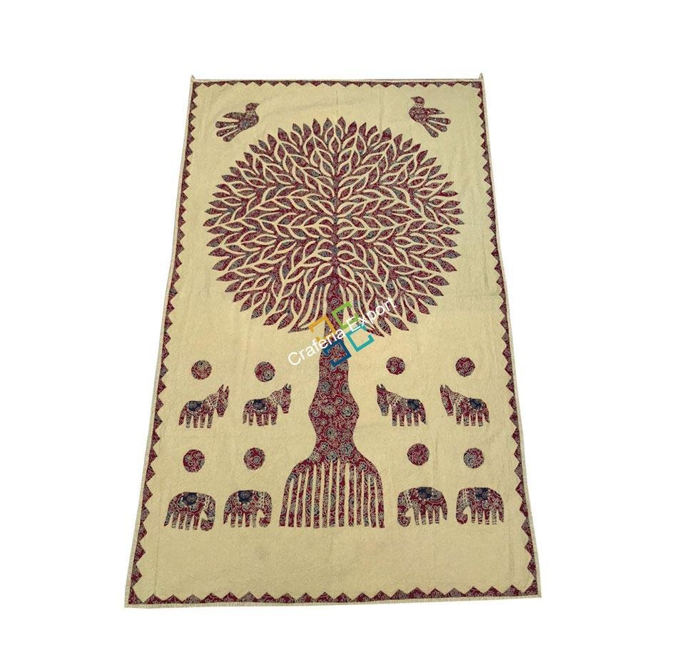 Cotton Wall Hanging for Interior Decor with Banyan Tree Printed-Brown - Image 5
