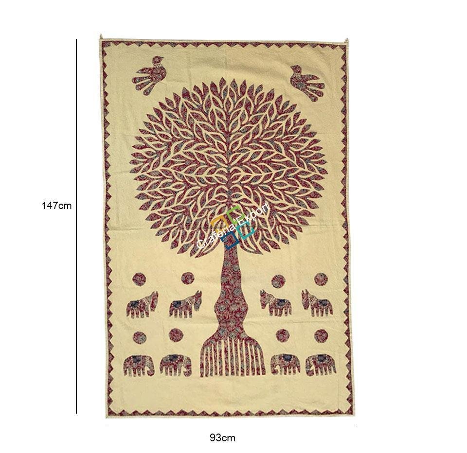 Cotton Wall Hanging for Interior Decor with Banyan Tree Printed-Brown - Image 4