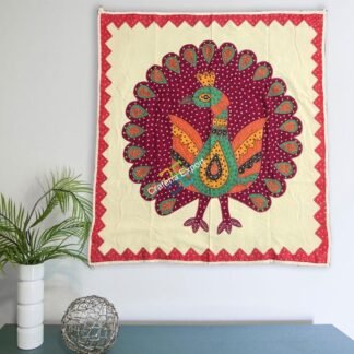 Dancing Peacock Patch Work Wall Hanging/Cloth/ Throw Cover