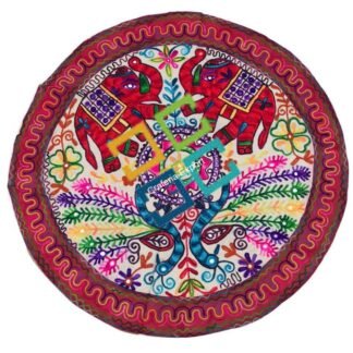Traditional Jaipuri Embroidery Round Table Cloth /Throw for Exotic Home Decoration -Pink