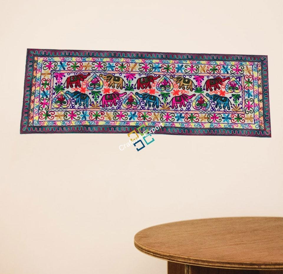 Jaipuri handmade embroidery work table runner for table decor -multicolor